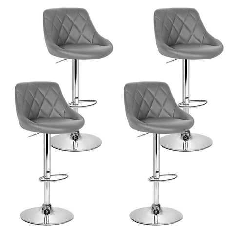 Artiss 4x Bar Stools Leather Padded Gas Lift Grey Chez Guru