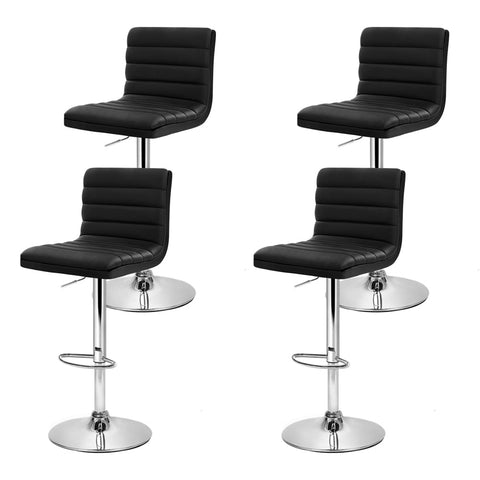 Artiss 4x Bar Stools Padded Leather Gas Lift Black Chez Guru