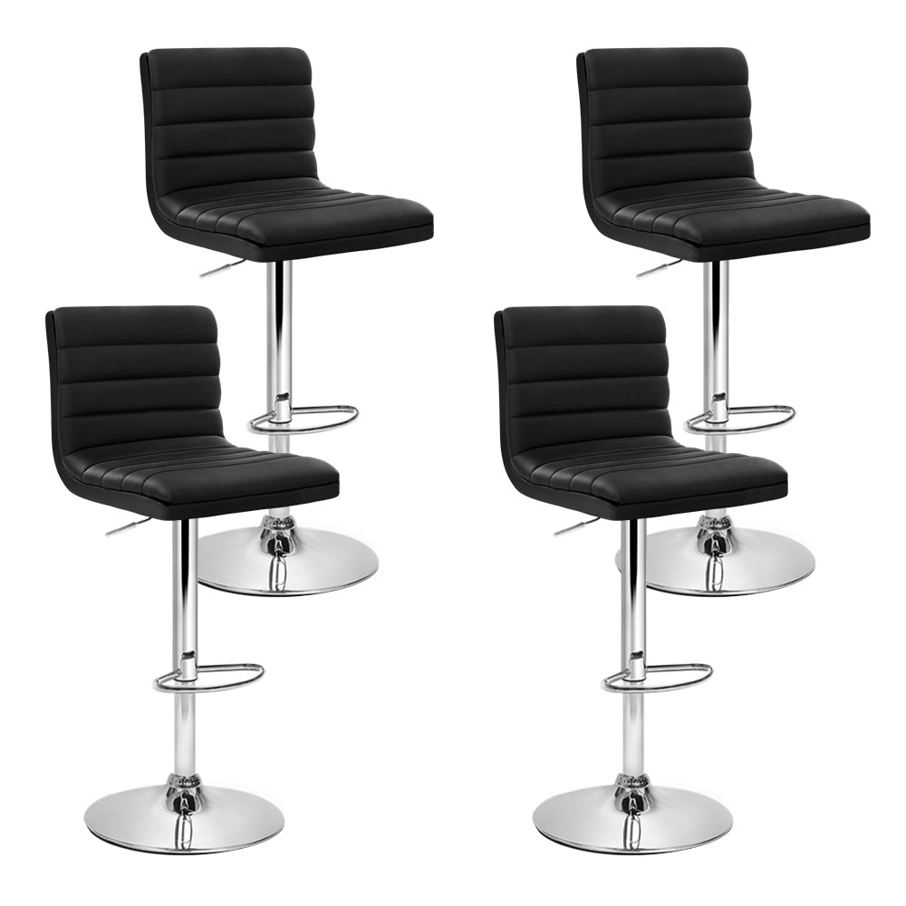 Artiss 4x Bar Stools Padded Leather Gas Lift Black Chez Guru