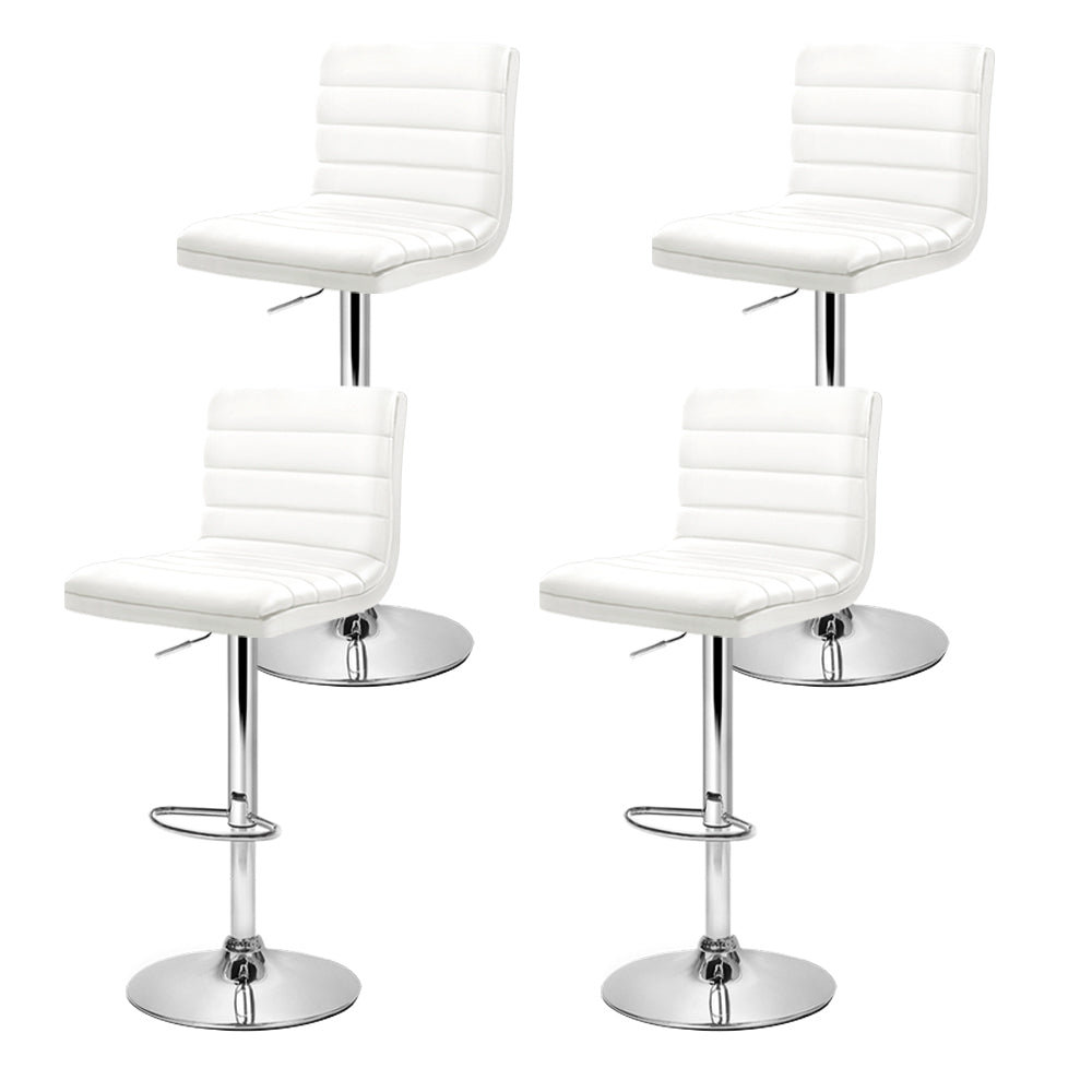 Artiss 4x Bar Stools Padded Leather Gas Lift White Chez Guru