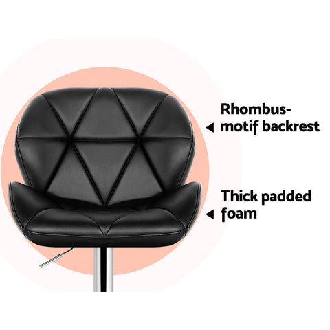 Artiss 2x Bar Stools Gas Lift Padded Leather Black Chez Guru
