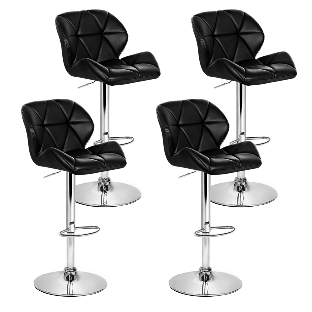 Artiss 4x Bar Stools Gas Lift Padded Leather Black Chez Guru
