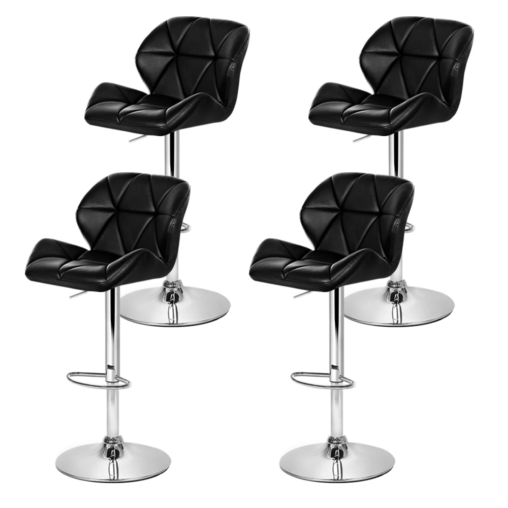Artiss 4x Bar Stools Gas Lift Padded Leather Black Chez Guru