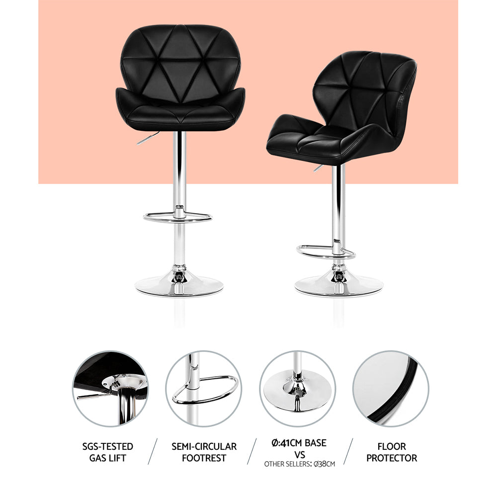 Artiss 4x Bar Stools Gas Lift Padded Leather Black Chez Guru