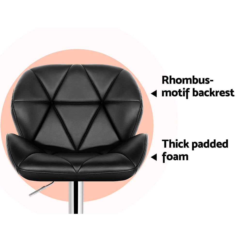 Artiss 4x Bar Stools Gas Lift Padded Leather Black Chez Guru