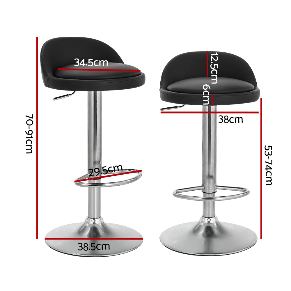 Artiss 4x Bar Stools PU Leather Gas Lift Black Chez Guru