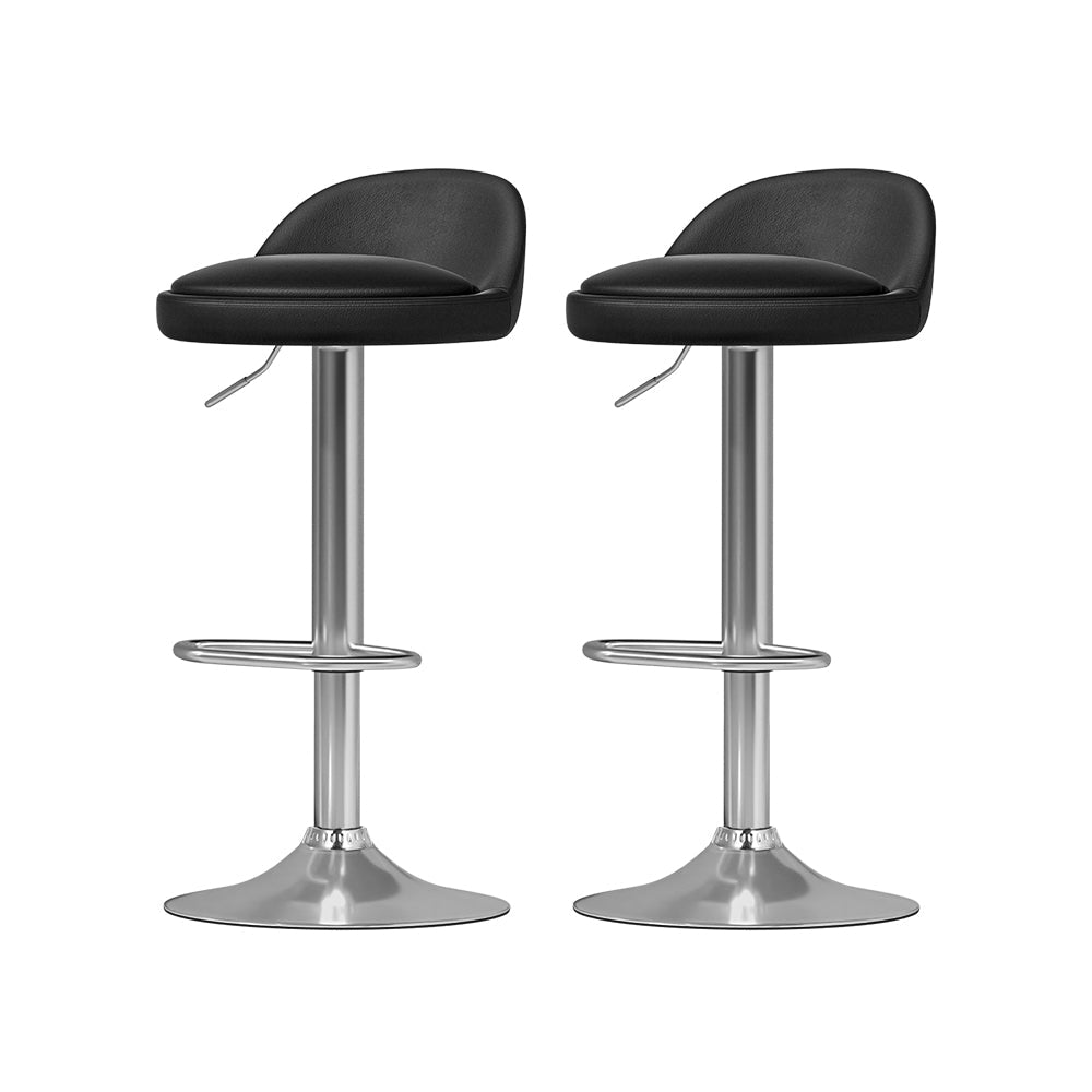Artiss 4x Bar Stools PU Leather Gas Lift Black Chez Guru