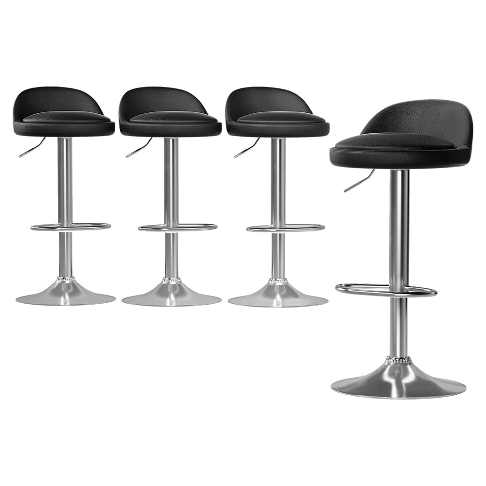 Artiss 4x Bar Stools PU Leather Gas Lift Black Chez Guru