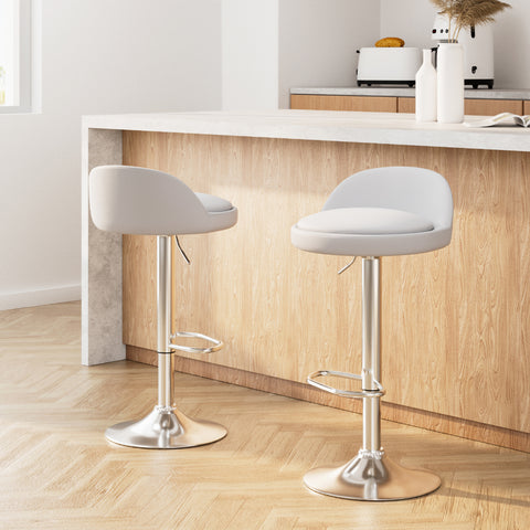 Artiss 2x Bar Stools PU Leather Gas Lift White
