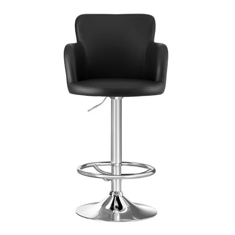 Artiss 2x Leather Bar Stools Swivel Adjustable Gas Lift PU Counter Chairs Black