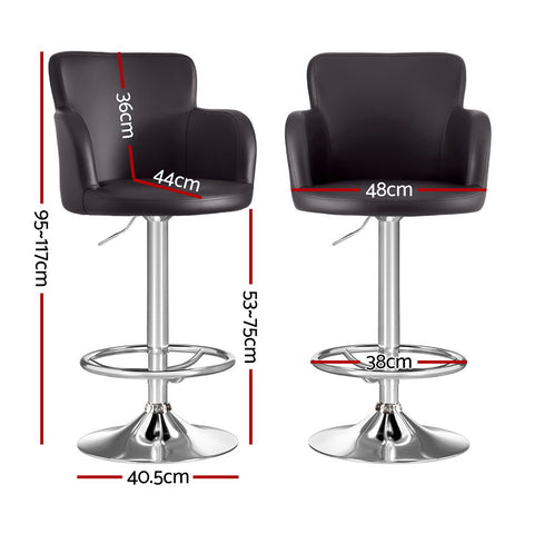 Artiss 1x Leather Bar Stools Swivel Adjustable Gas Lift PU Counter Chairs Brown