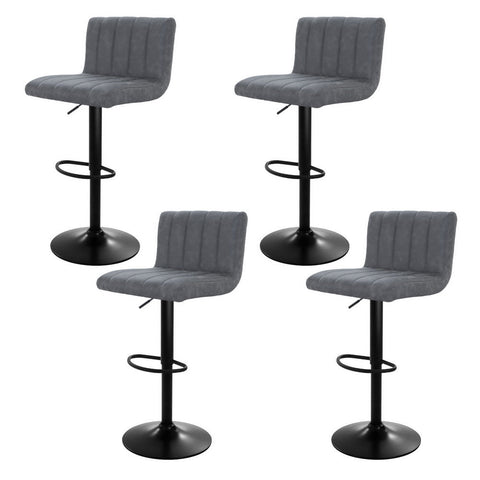 Artiss 4x Bar Stools Vintage Leather Gas Lift Grey Chez Guru