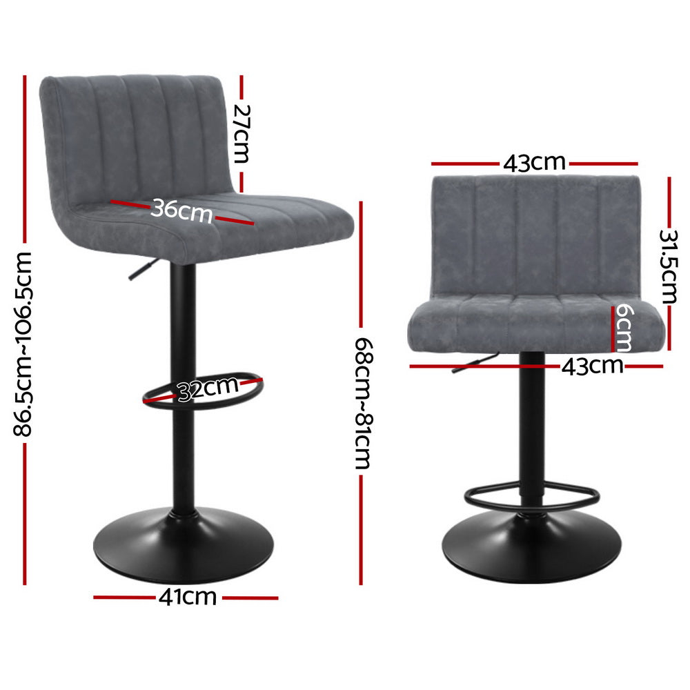 Artiss 4x Bar Stools Vintage Leather Gas Lift Grey Chez Guru