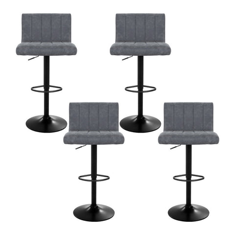 Artiss 4x Bar Stools Vintage Leather Gas Lift Grey Chez Guru
