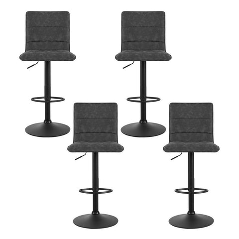 Artiss 4x Bar Stools Gas Lift Vintage Leather Grey Chez Guru