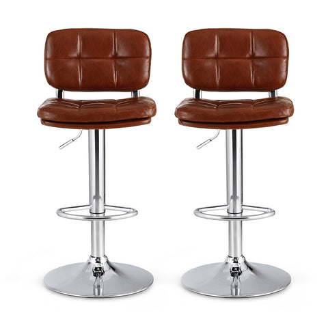 Artiss 2x Bar Stools Kitchen Swivel Gas Lift Counter Chair-  PU Leather Brown
