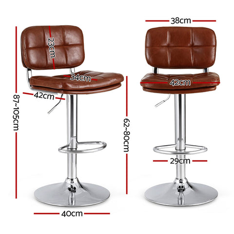 Artiss 4x Bar Stools Kitchen Swivel Gas Lift Counter Chair Tuft PU Leather Brown