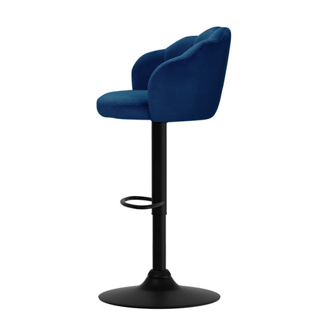 Artiss 2x Bar Stools Gas Lift Velvet Blue Chez Guru