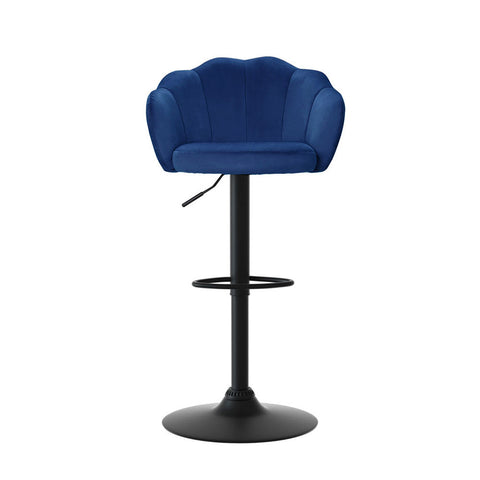 Artiss 4x Bar Stools Gas Lift Velvet Blue Chez Guru
