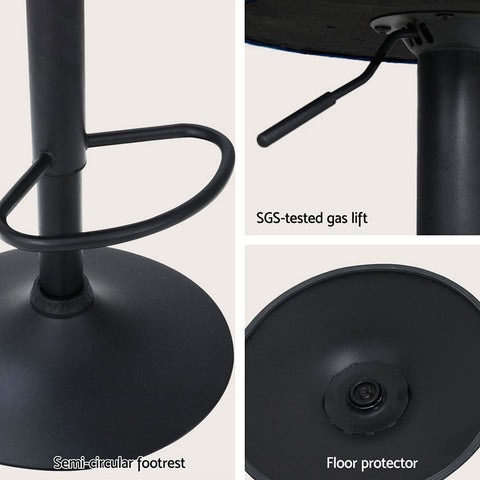 Artiss 4x Bar Stools Gas Lift Velvet Blue Chez Guru