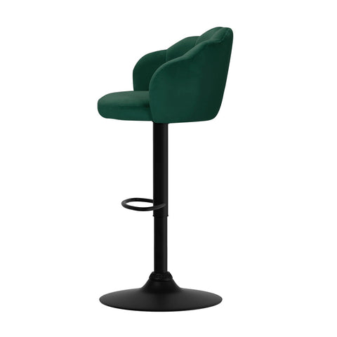 Artiss 2x Bar Stools Gas Lift Velvet Green Chez Guru