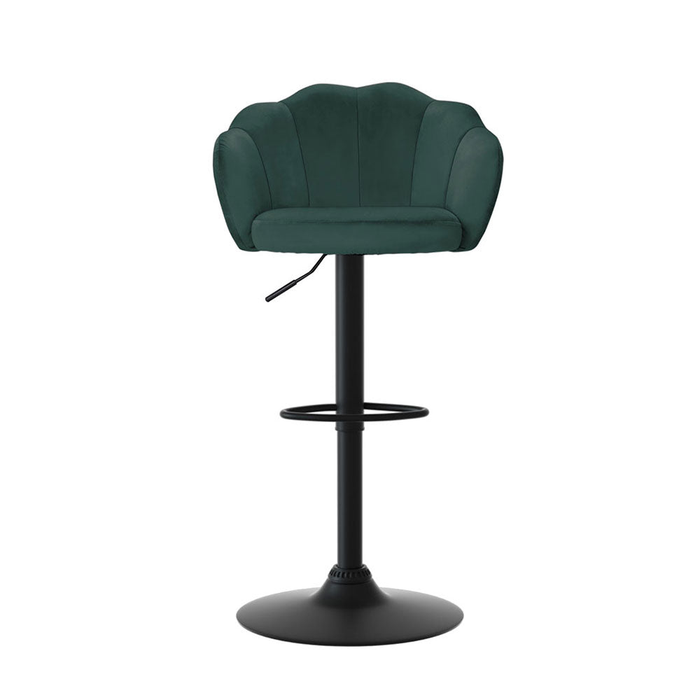 Artiss 4x Bar Stools Gas Lift Velvet Green Chez Guru