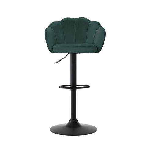 Artiss 4x Bar Stools Gas Lift Velvet Green Chez Guru