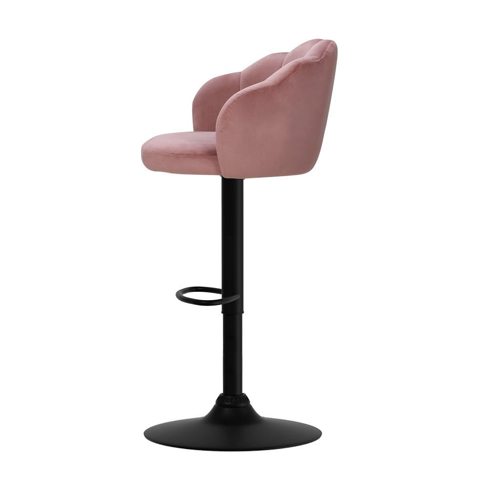 Artiss 2x Bar Stools Gas Lift Velvet Pink Chez Guru