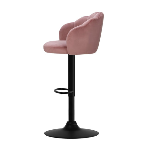 Artiss 2x Bar Stools Gas Lift Velvet Pink Chez Guru