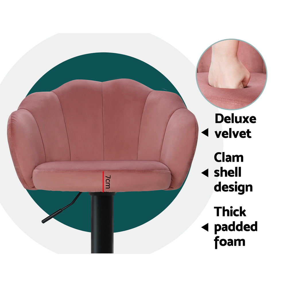 Artiss 2x Bar Stools Gas Lift Velvet Pink Chez Guru