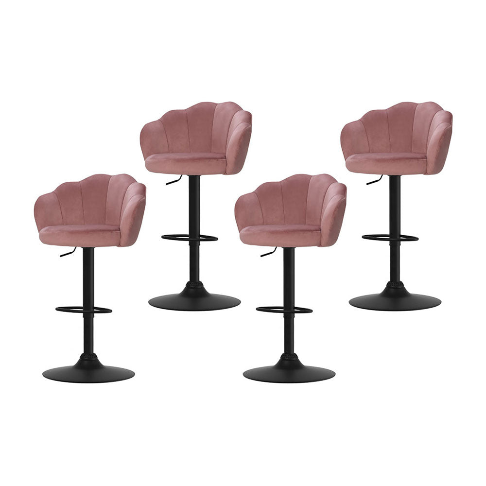 Artiss 4x Bar Stools Gas Lift Velvet Pink Chez Guru