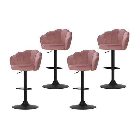 Artiss 4x Bar Stools Gas Lift Velvet Pink Chez Guru
