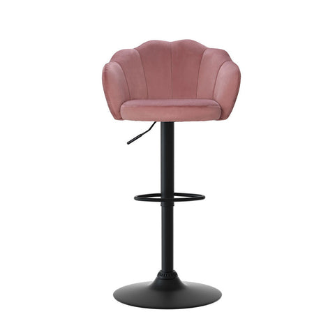 Artiss 4x Bar Stools Gas Lift Velvet Pink Chez Guru