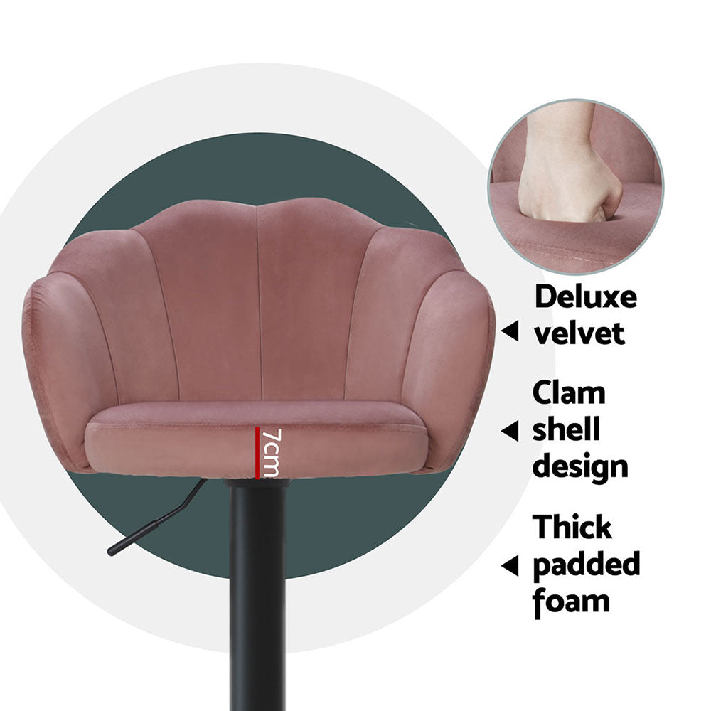 Artiss 4x Bar Stools Gas Lift Velvet Pink Chez Guru