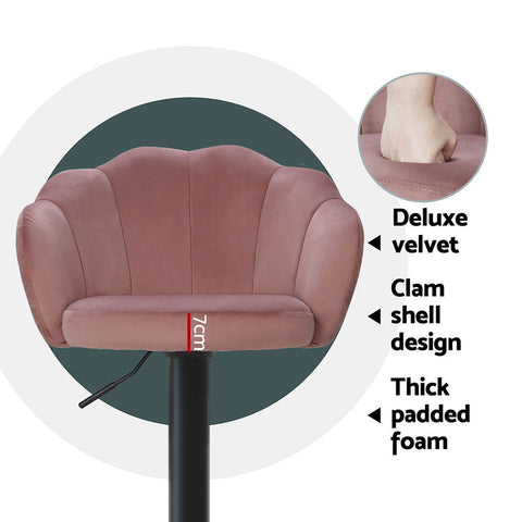 Artiss 4x Bar Stools Gas Lift Velvet Pink Chez Guru