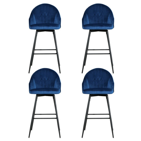 Artiss 4x Bar Stools Velvet Swivel Metal Legs Blue Chez Guru
