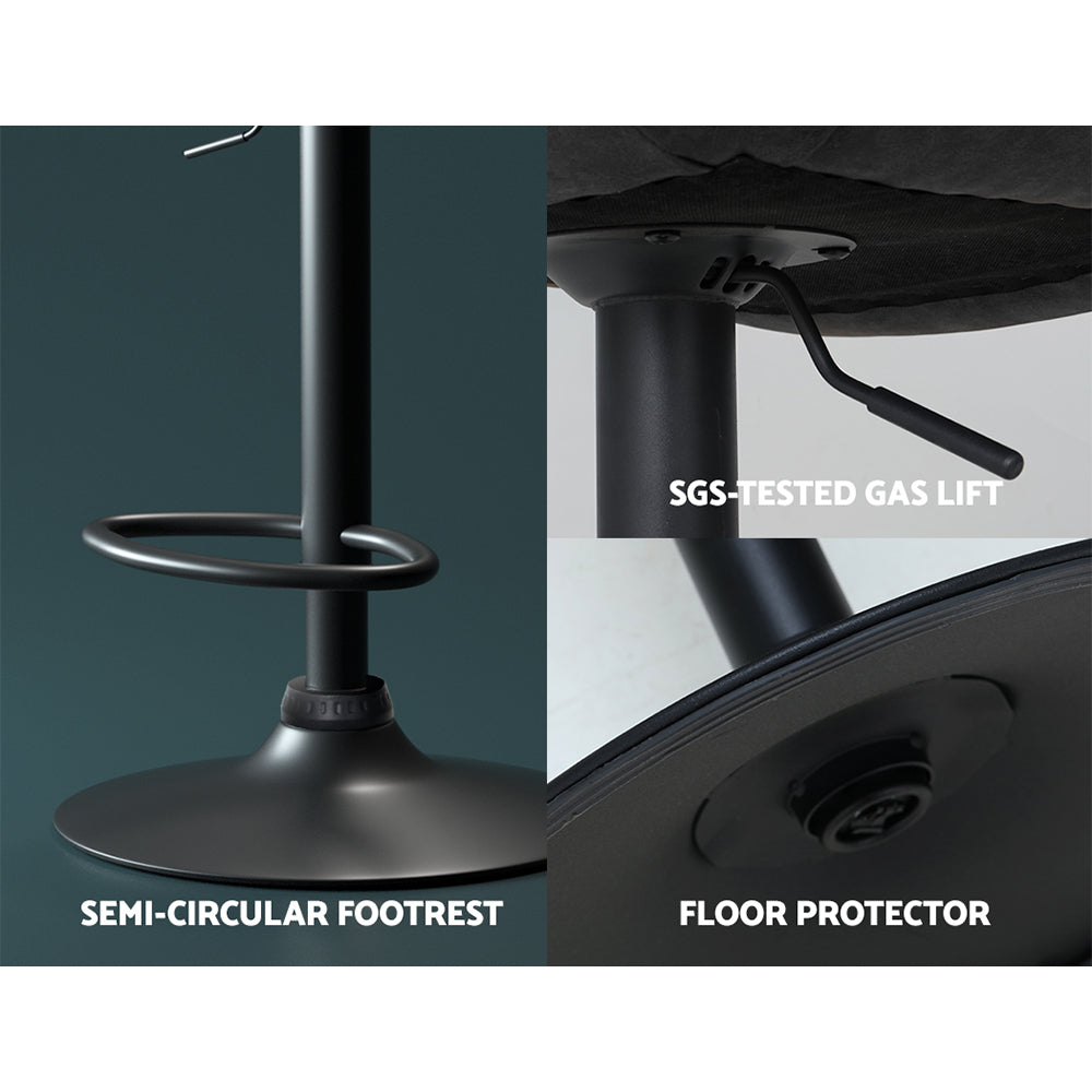 Artiss 2x Bar Stools Gas Lift Vintage Leather Black Chez Guru
