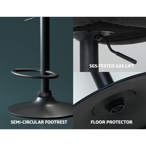 Artiss 2x Bar Stools Gas Lift Vintage Leather Black Chez Guru