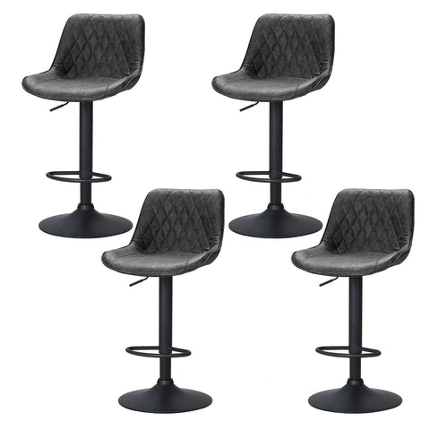 Artiss 4x Bar Stools Gas Lift Vintage Leather Black Chez Guru