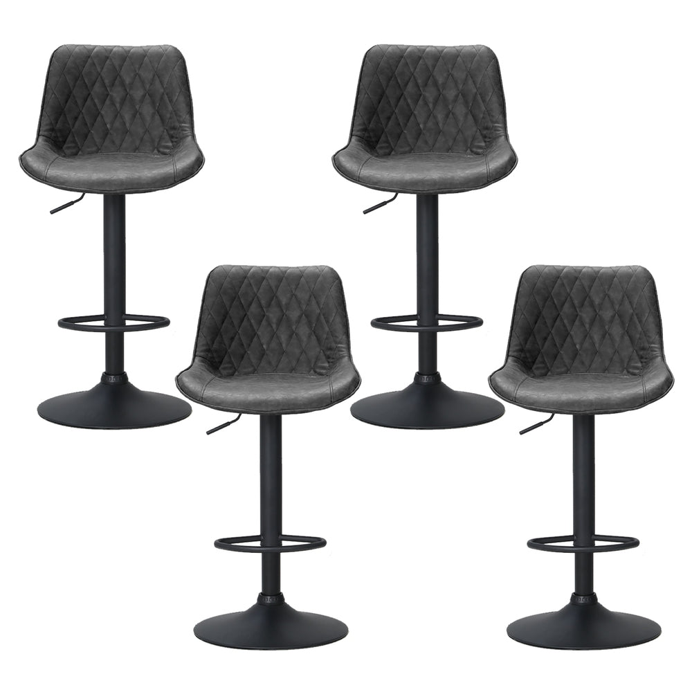Artiss 4x Bar Stools Gas Lift Vintage Leather Black Chez Guru