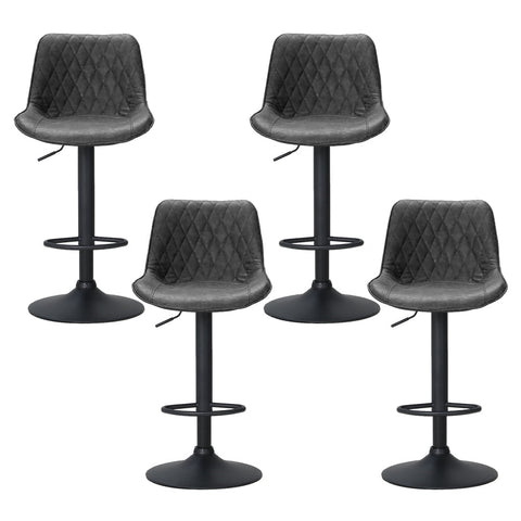 Artiss 4x Bar Stools Gas Lift Vintage Leather Black Chez Guru