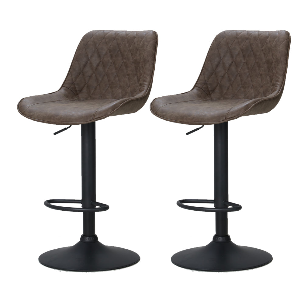 Artiss 2x Bar Stools Gas Lift Vintage Leather Brown Chez Guru