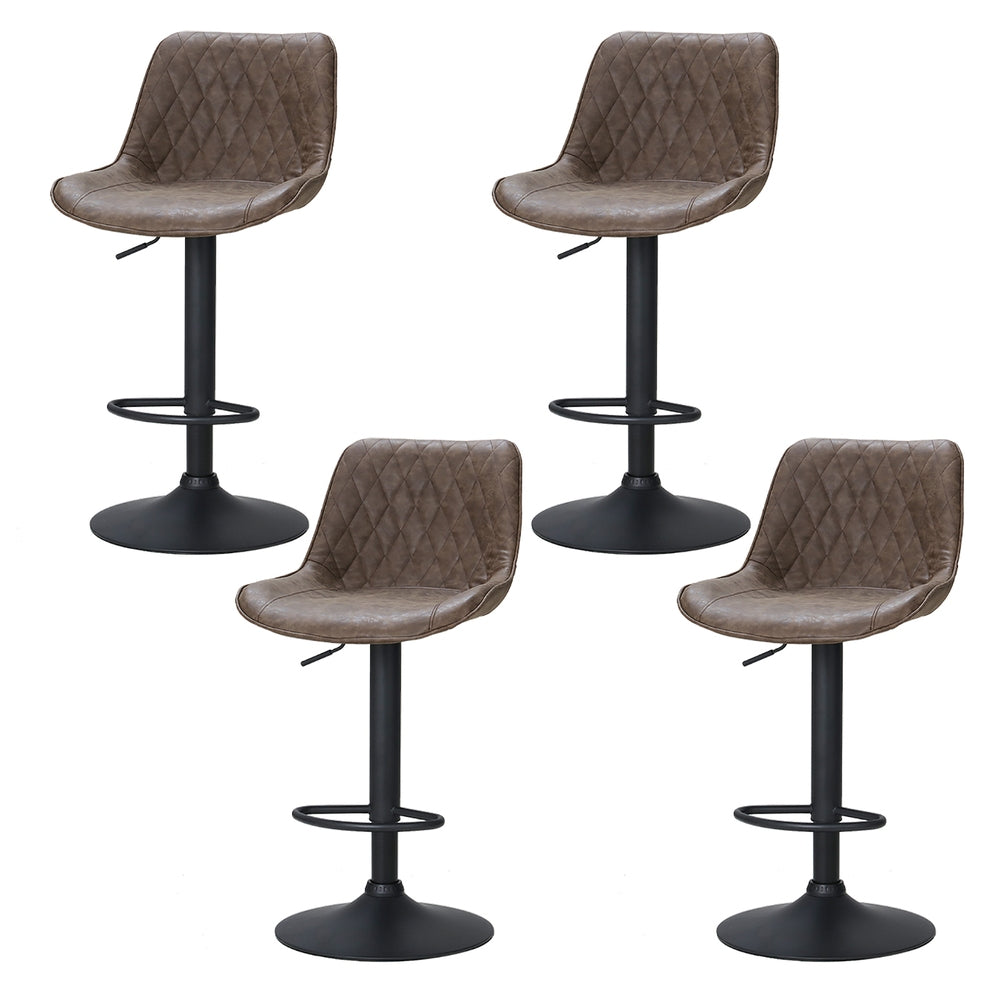 Artiss 4x Bar Stools Gas Lift Vintage Leather Brown Chez Guru