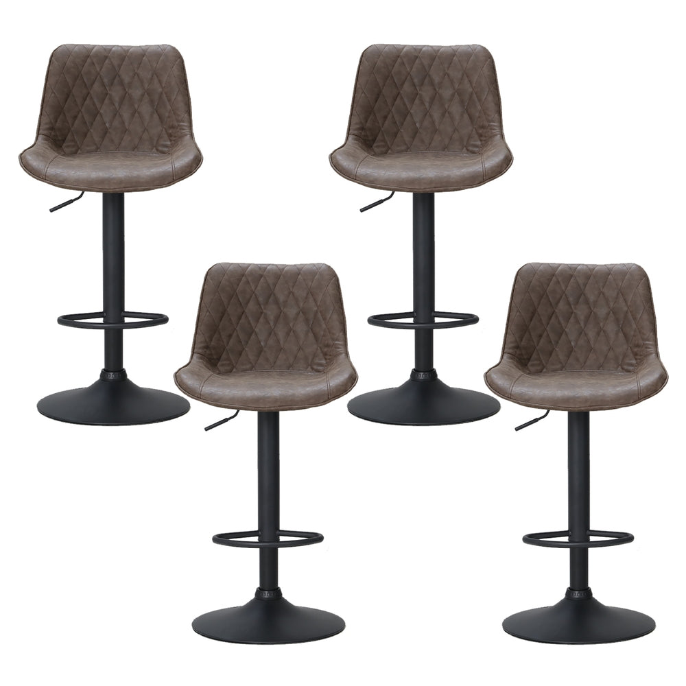 Artiss 4x Bar Stools Gas Lift Vintage Leather Brown Chez Guru