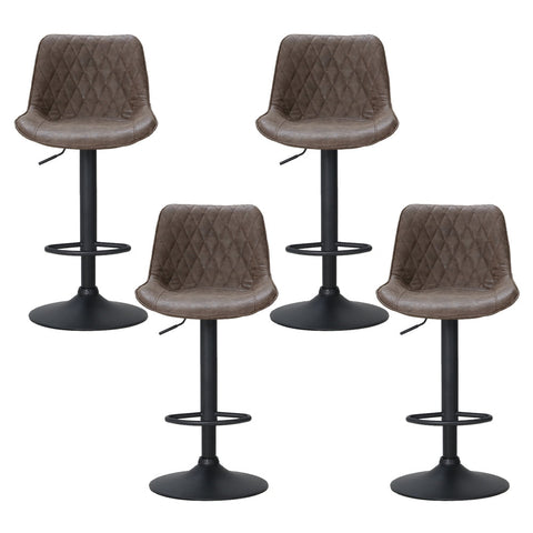 Artiss 4x Bar Stools Gas Lift Vintage Leather Brown Chez Guru