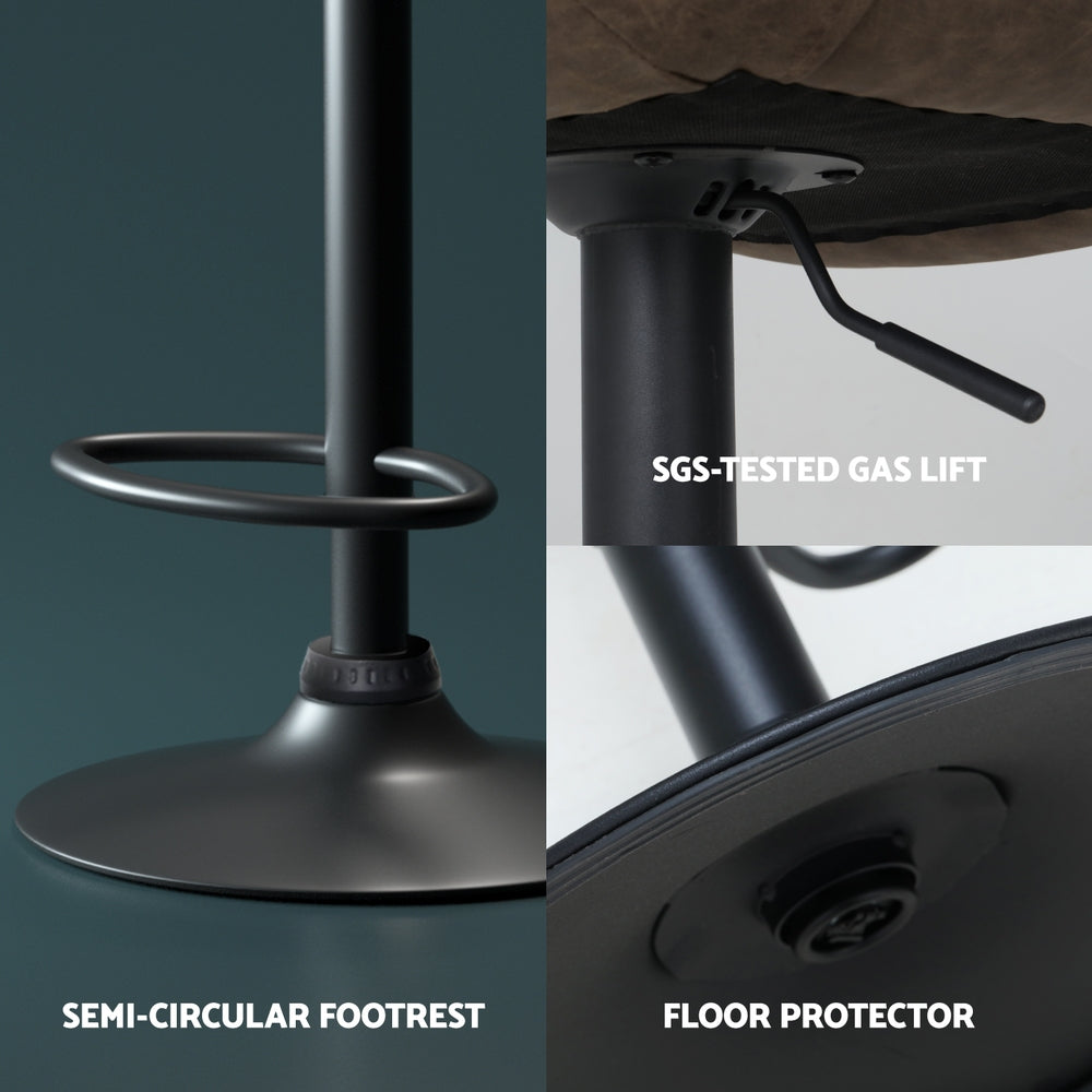 Artiss 4x Bar Stools Gas Lift Vintage Leather Brown Chez Guru