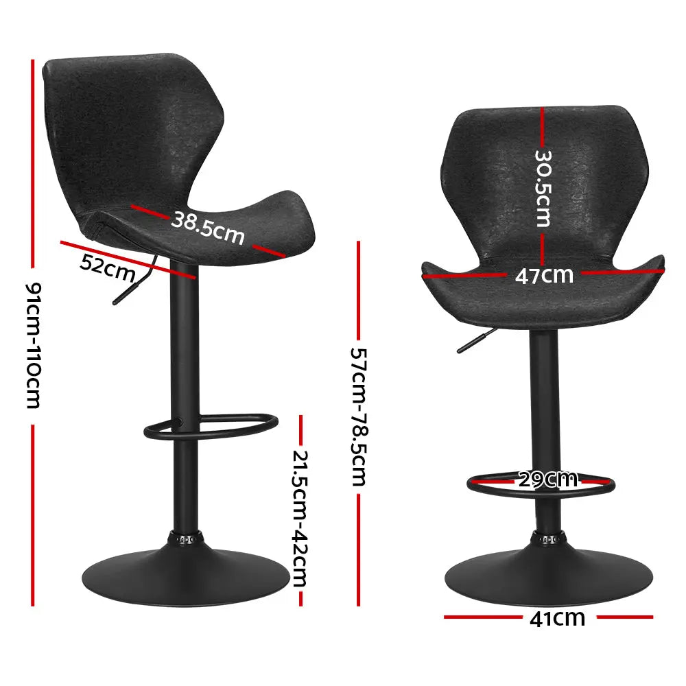 Artiss Bar Stools Kitchen Counter Stools Swivel Gas Lift Vintage Chairs Black x2 - Chez Guru