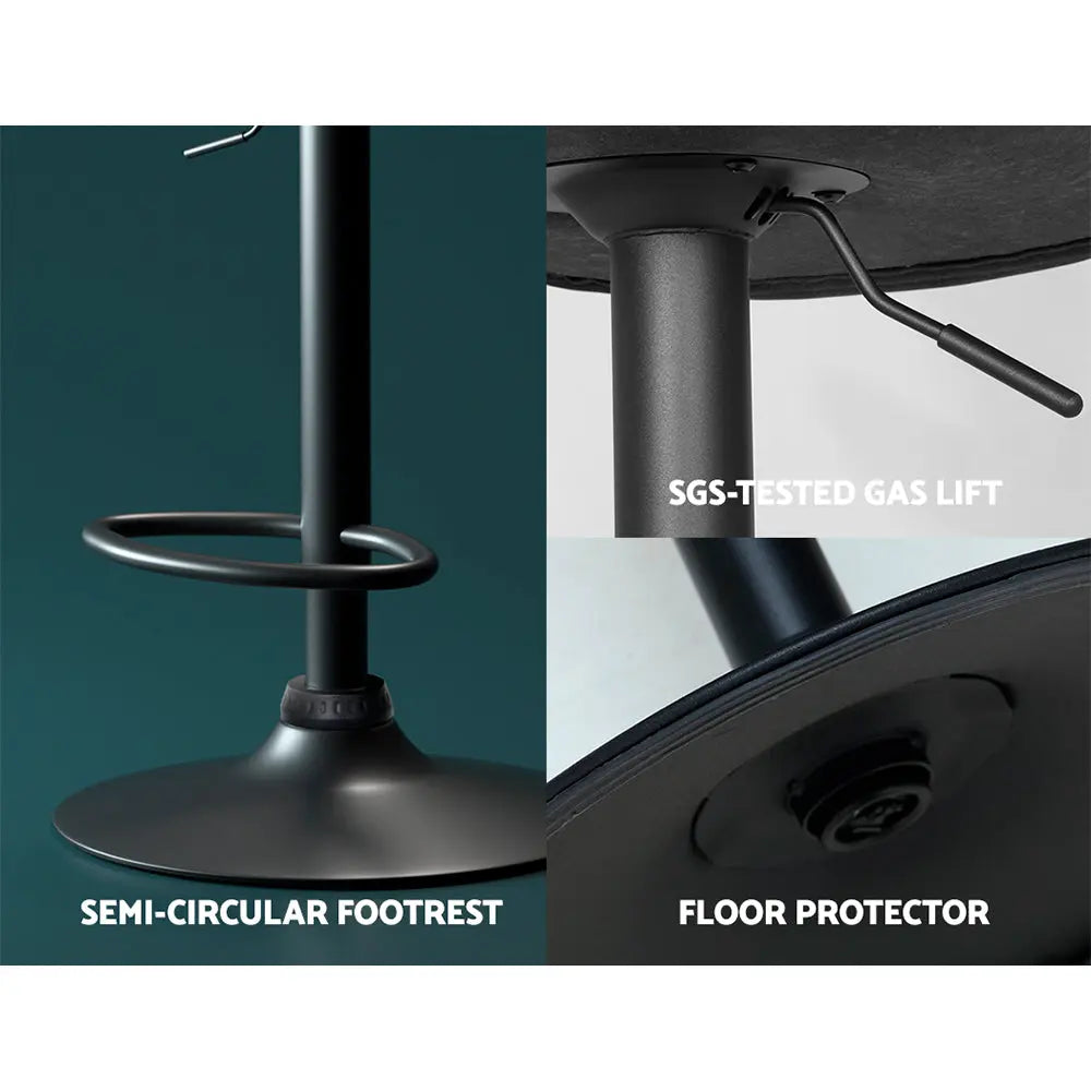 Artiss Bar Stools Kitchen Counter Stools Swivel Gas Lift Vintage Chairs Black x2 - Chez Guru