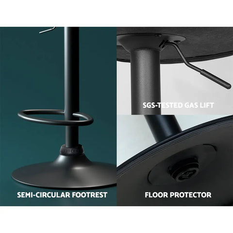 Artiss Bar Stools Kitchen Counter Stools Swivel Gas Lift Vintage Chairs Black x2 - Chez Guru