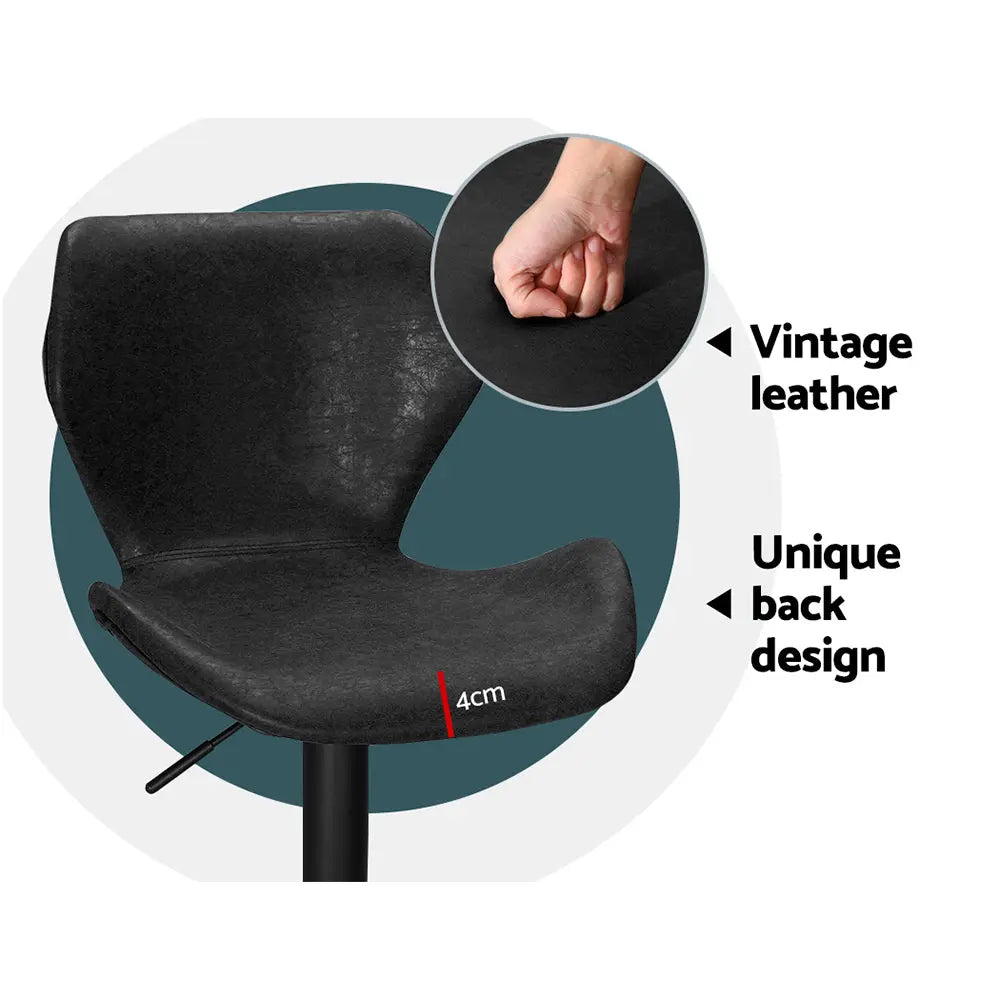 Artiss Bar Stools Kitchen Counter Stools Swivel Gas Lift Vintage Chairs Black x2 - Chez Guru